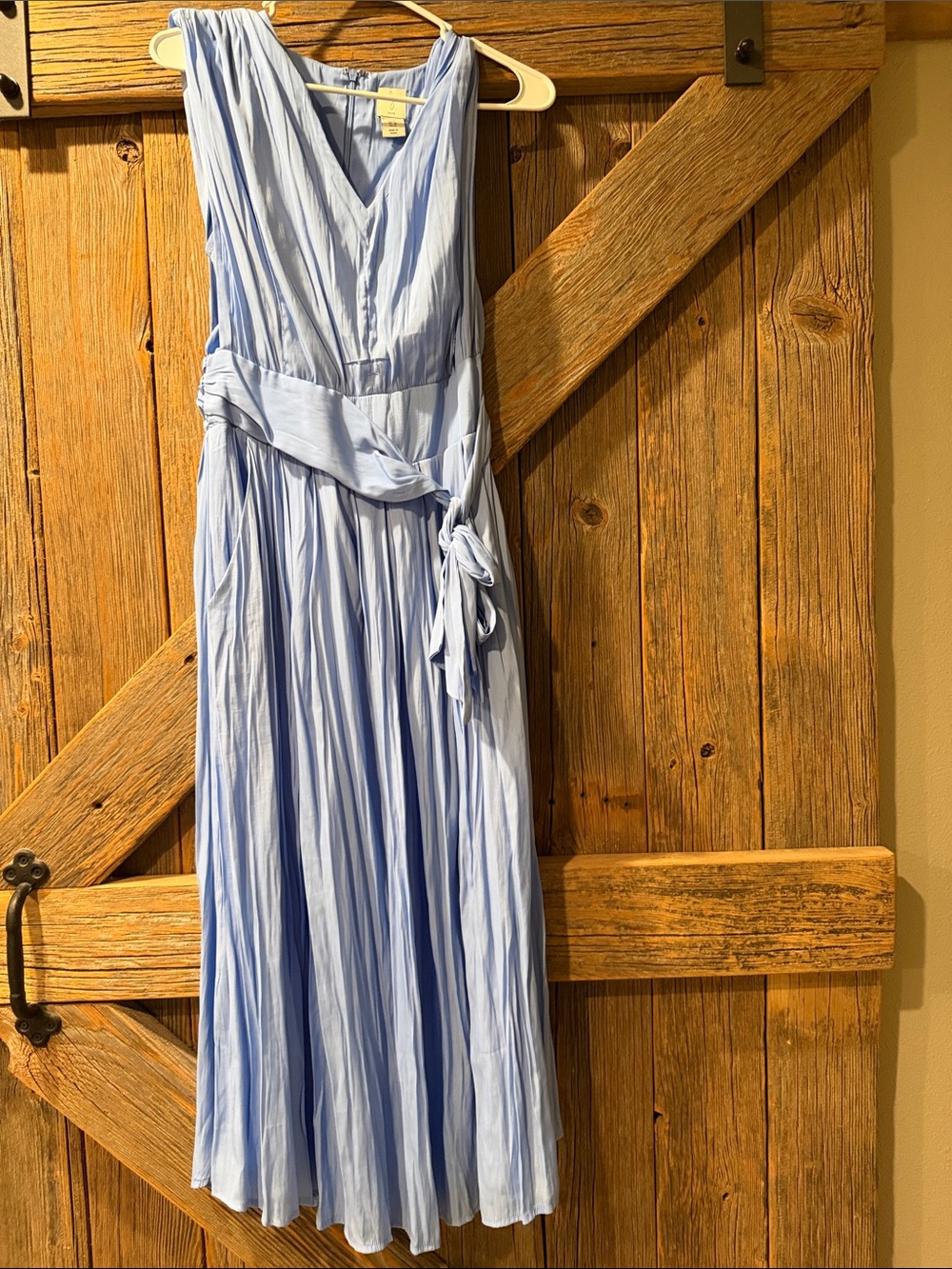 Joie beatiful Blue V-Neck Sleeveless Maxi Dress with Waist Tie and pockets